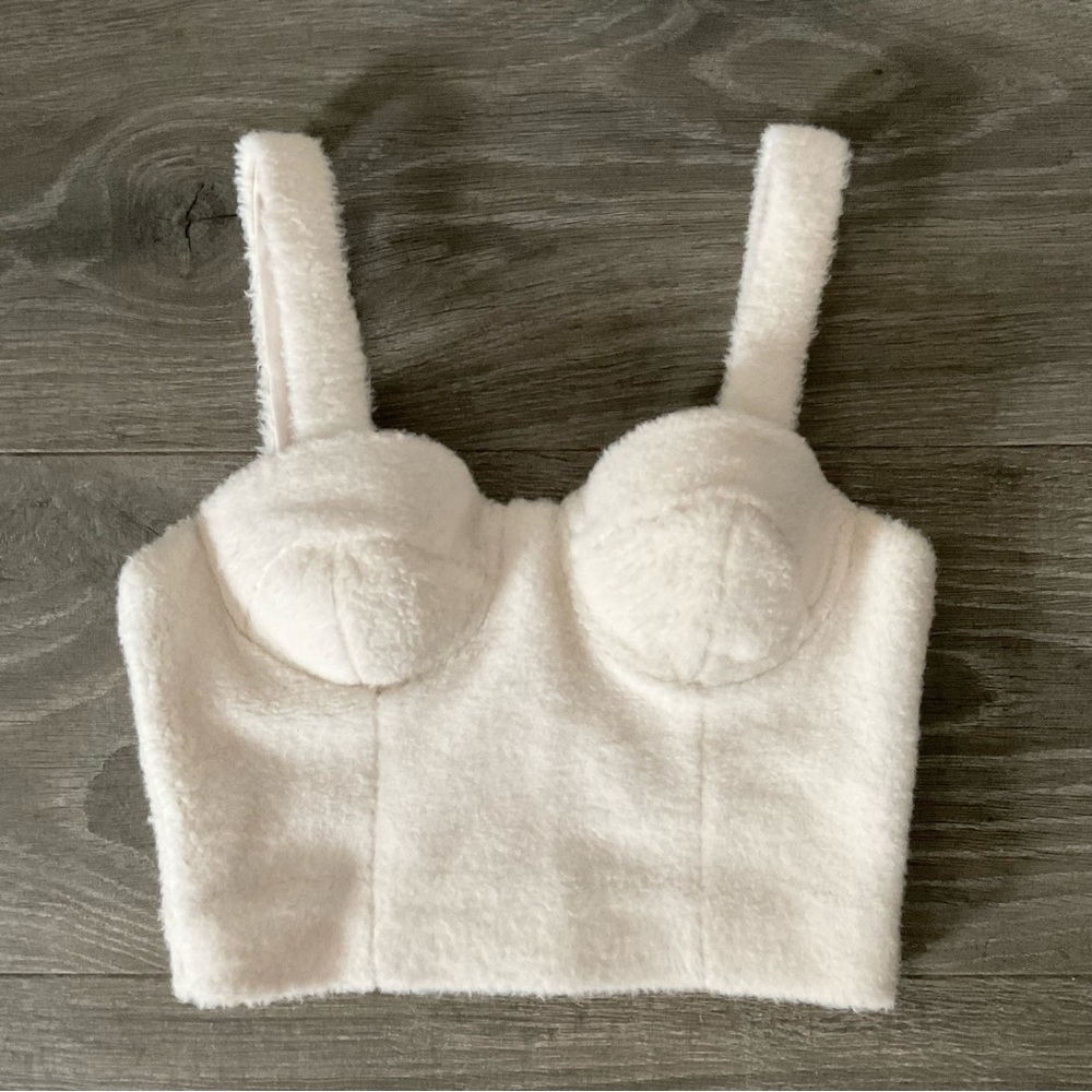 Lost Ink Structured Crop Top In Fluffy Fabric